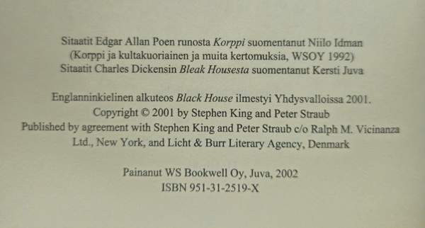 Stephen King, Peter Straub: Pimeyden talo Vantaa - valokuva 3