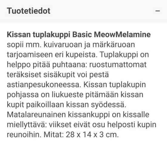 Kissan 2-kulhoinen ruokakippo Hämeenkyrö