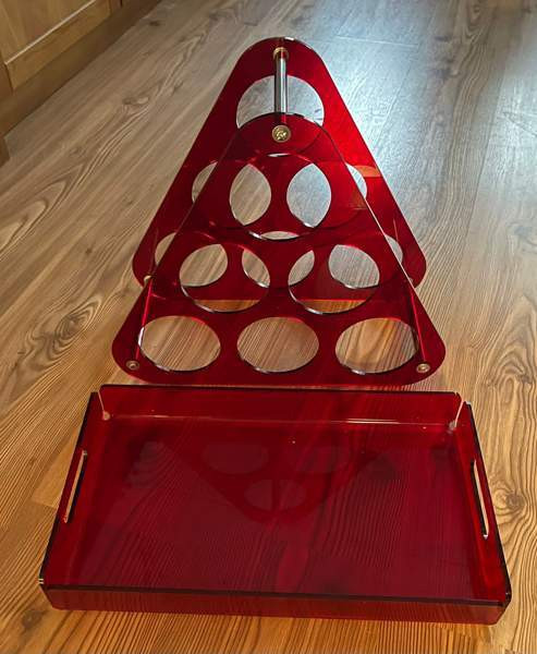 Vintage punainen viinipulloteline ja tarjotin Лохья - изображение 1