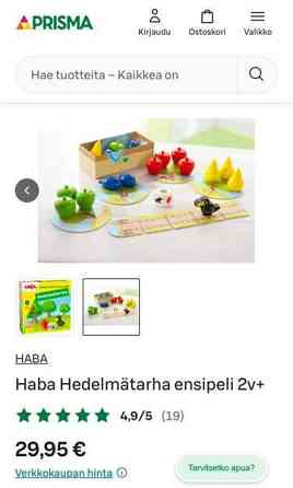 Minun ensimmäinen pelini Hedelmätarha 2+ Espoo