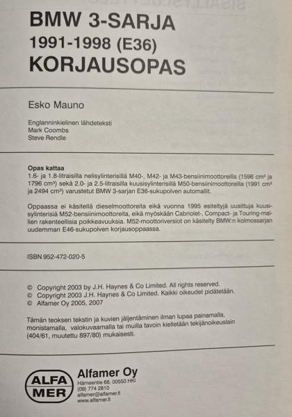 BMV 3-sarja, Korjausopas Kontiolahti - изображение 4
