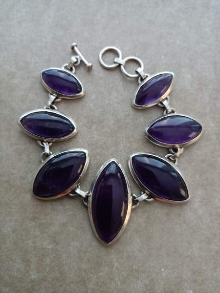 925-Hopea ametisti rannekoru Kotka - valokuva 1