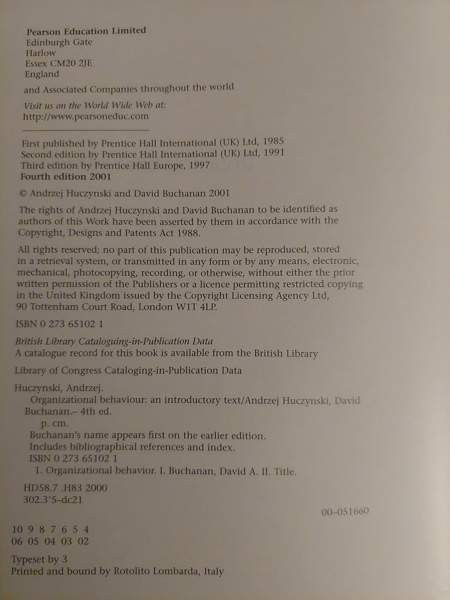 Organizational Behaviour – Huczynski & Buchanan Espoo - valokuva 5