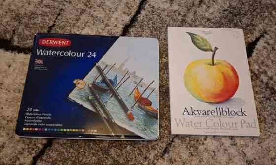 Akvarelli värikynät ja lehtiö vihkonen Helsinki