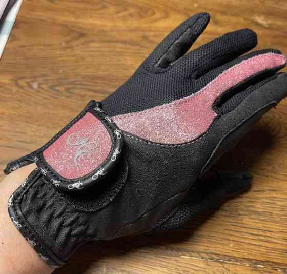 Horse Comfort ratsastuskäsine 12-14/7-7,5 musta/pinkkiglitter Лохья