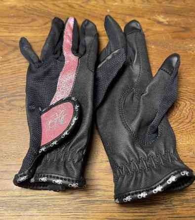 Horse Comfort ratsastuskäsine 12-14/7-7,5 musta/pinkkiglitter Лохья