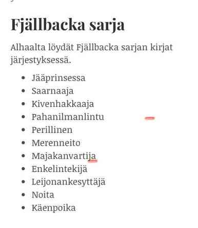 Fjällbacka sarjan kirjat, Camilla Läckberg Jaervenpaeae