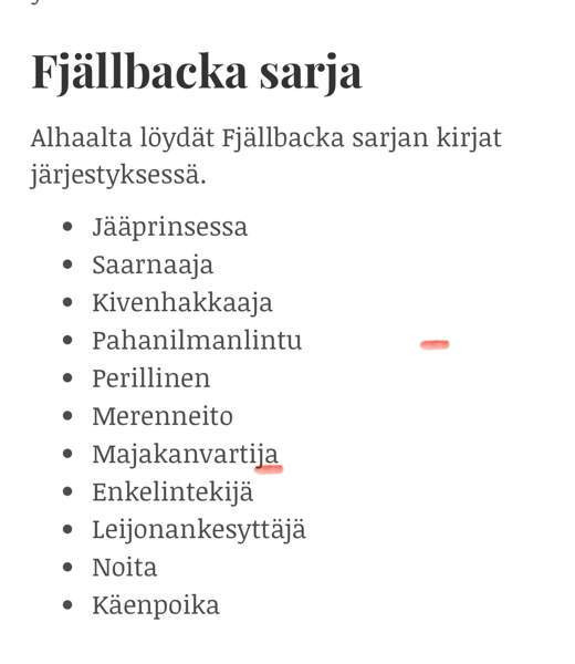 Fjällbacka sarjan kirjat, Camilla Läckberg Ярвенпяя - изображение 3