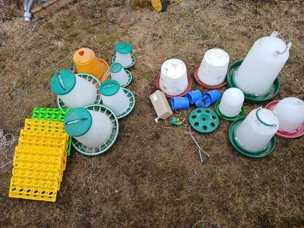 Kanojen ruokinta ja juoma astioita Harjavalta - valokuva 1