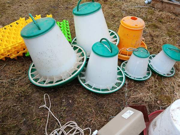 Kanojen ruokinta ja juoma astioita Harjavalta - valokuva 2