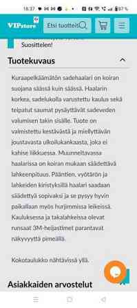 Hurtta downpour suit sadepuku 40 cm Seinäjoki