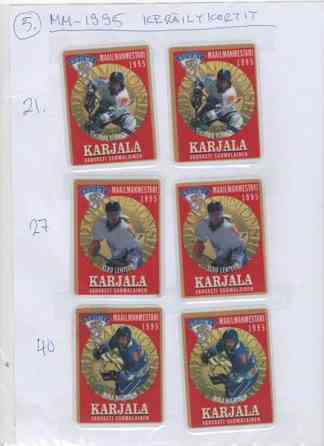 Myydään jääkiekon MM-1995 joukkueen keräilykortteja Mikkeli