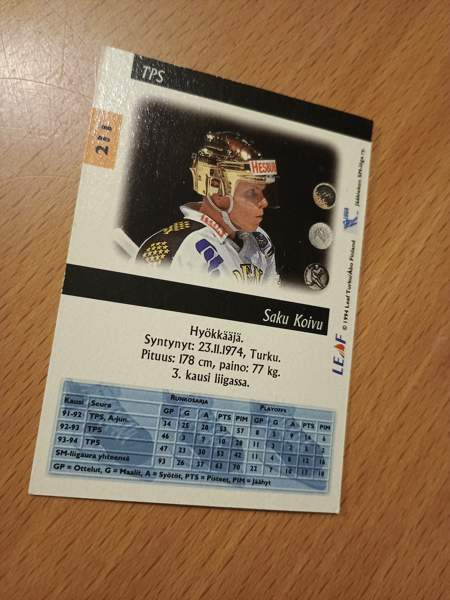 Saku Koivu - TPS Sisu - kortti v. 1994 Lahti - photo 2