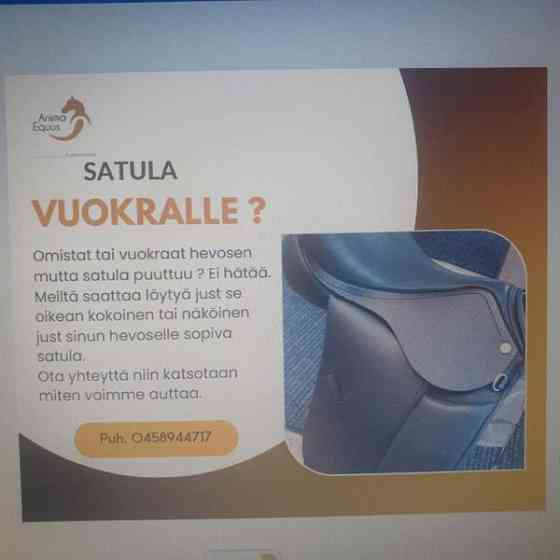 Vuokrataan ja myydään lähes uusia satuloita Pori