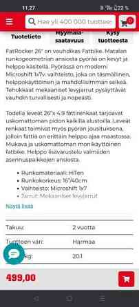 Fatbike Cycklette takuuta jäljellä. Laukaa