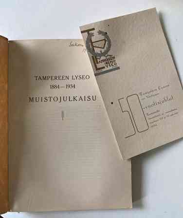 Tampereen lyseo 1884-1934 muistojulkaisu Helsinki