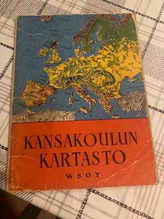 Vanha kansakoulun maailman kartasto-kirja Lappeenranta
