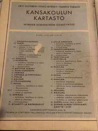 Vanha kansakoulun maailman kartasto-kirja Lappeenranta
