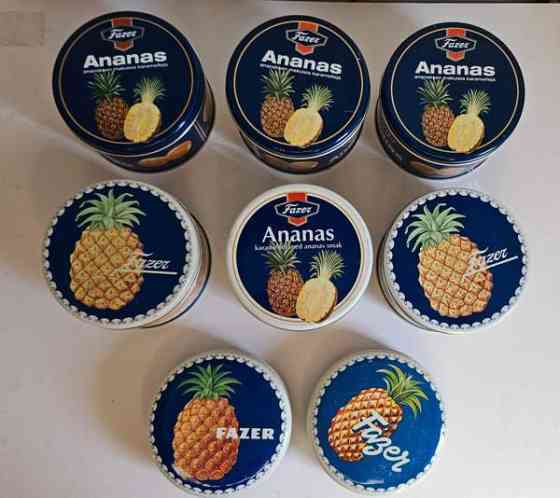 Fazer keräily peltipurkki ananas sisustus vintage Helsinki