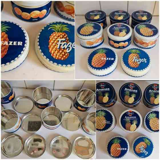 Fazer keräily peltipurkki ananas sisustus vintage Helsinki