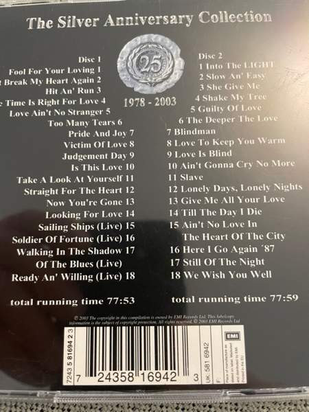 WHITESNAKE : 2 CD The Silver Anniversary Collection Helsinki – foto 6