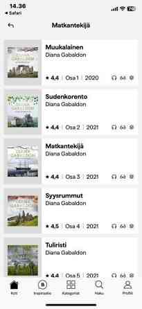 Matkantekijä sarjan kirjat  Diana Gabaldon Jaervenpaeae