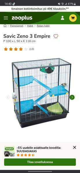 Varattu! Savic Zeno 3 Empire häkki Helsinki - valokuva 2