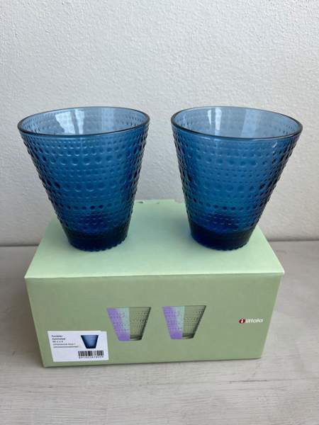 Uudet Iittala Kastehelmi lasit 2 kpl ultramariininsiniset Vantaa - photo 1
