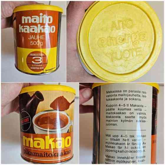 Vintage peltipurkki kaakao pelti sisustus keräily Helsinki