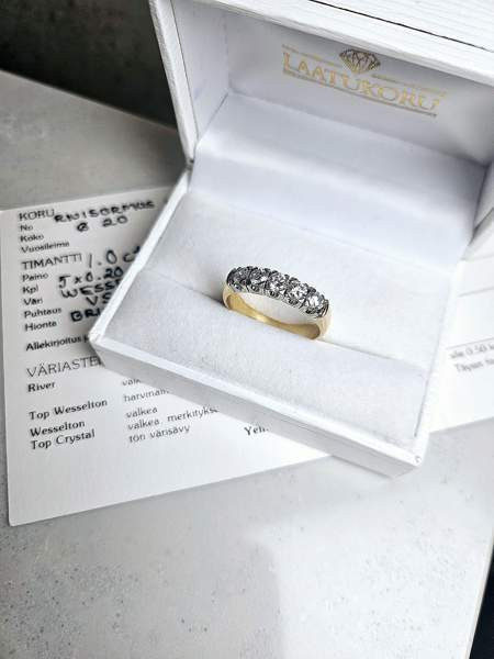 Laatukorun timanttisormus, 1.0 ct, W/VS, Ovh. 6700e, Espoo - valokuva 1