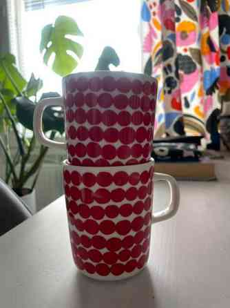 2 kpl Marimekko punaisia räsymatto-mukeja Joensuu