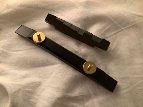 Hosco Arch Top Guitar Bridge Ebony and Brass F-2804 Turku