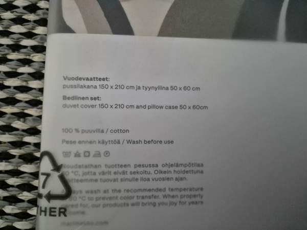 Uusi Marimekko Jaspi pussilakanasetti 150x210cm Alajärvi - valokuva 4