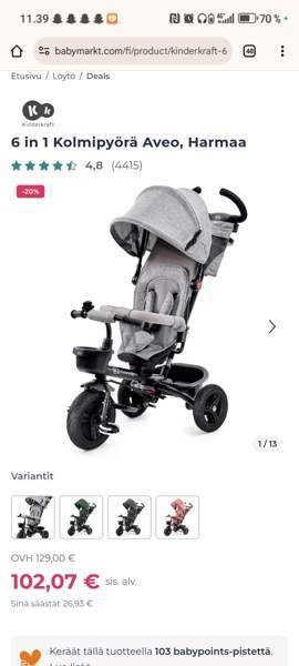 Myydään Kinder Kraft monikäyttöinen kolmipyörä Kuopio - valokuva 3