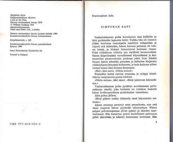 William Golding: Kärpästen herra. SSKK 1984. Espoo