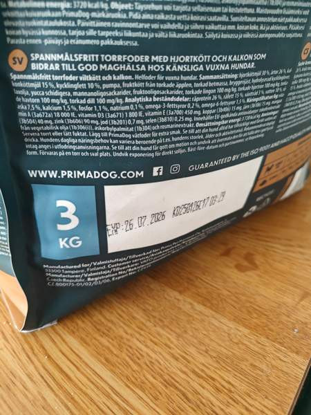 Prima dog sensitive 3kg koiranruoka Seinaejoki – foto 2