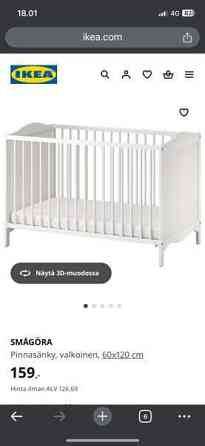 Vauvan sänky+petivaatteet+reunapehmusteet Helsinki