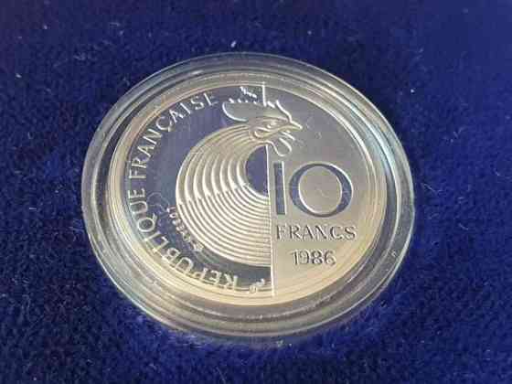 10 Francs 1986 Robert Schuman proof hopearaha Kirkkonummi