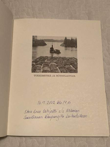 Tukkimetsiä ja höyrylaivoja. Pekka Lehonkoski, 1987. Савонлинна - изображение 3