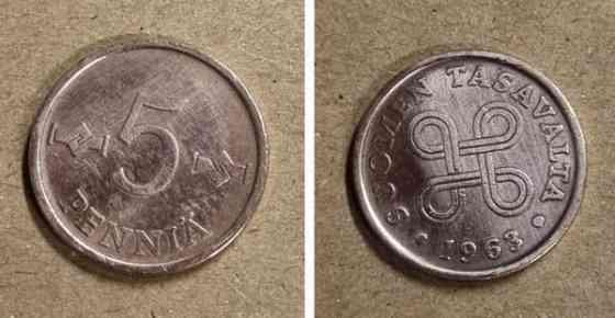 Kolikkosormus 5 penniä 1963 Ilmainen toimitus! Mustasaari