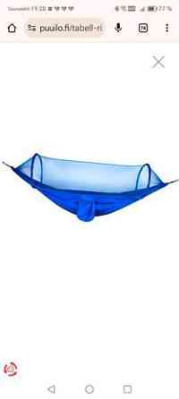 Tabel riippumatto hyttysverkolla Joensuu