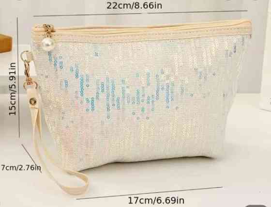 Paljetein koristeltu meikkilaukku Vantaa