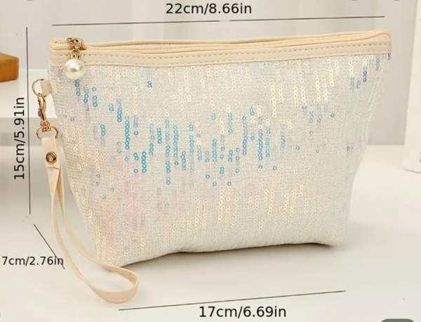 Paljetein koristeltu meikkilaukku Vantaa – foto 3