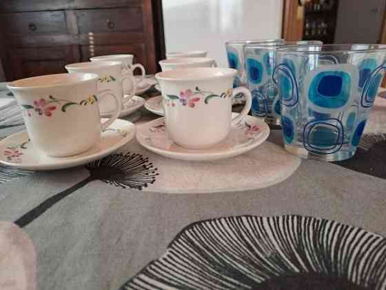 Kahvikupit alusineen 6 kpl + lasit 3 kpl Kuopio