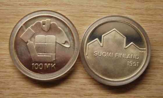 100 Markkaa 1991 Jääkiekon MM-kilpailut Hopeaa Helsinki