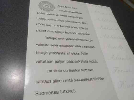 Kuka tutkii mitä? Sukututkijaluettelo 1996 Salo