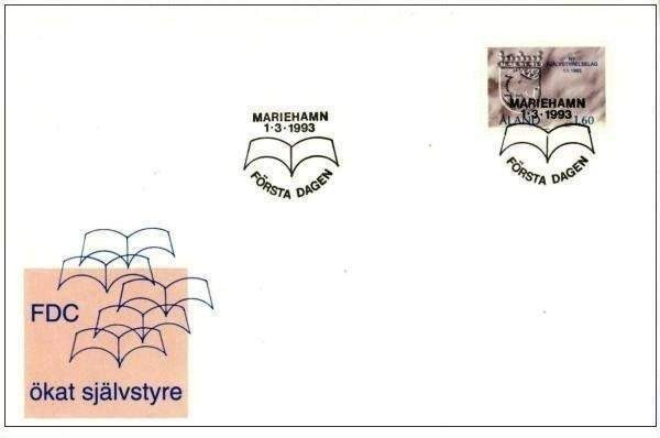 FDC/Ensipäiväkuori Åland 1.3.1993 Ökad självstyre Oulu - valokuva 1