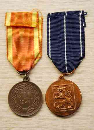 Jatkosodan muistomitali + Vapauden mitali 1941 Helsinki