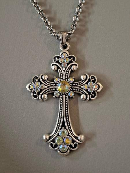 Romanttinen strassiristi kaulakoru teräsketjussa Turku - photo 1