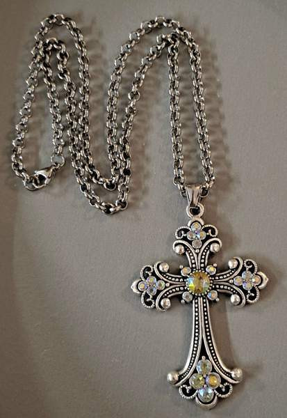 Romanttinen strassiristi kaulakoru teräsketjussa Turku - photo 2